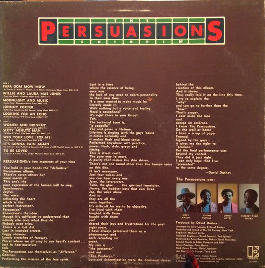 The Persuasions : Chirpin' (LP, Album, SP )