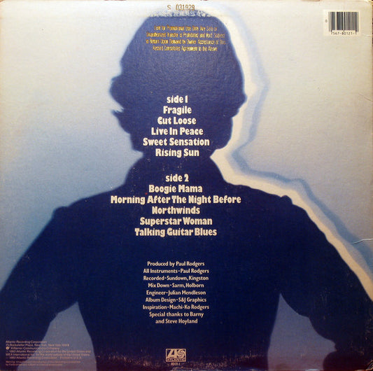 Paul Rodgers : Cut Loose (LP, Album, SP)