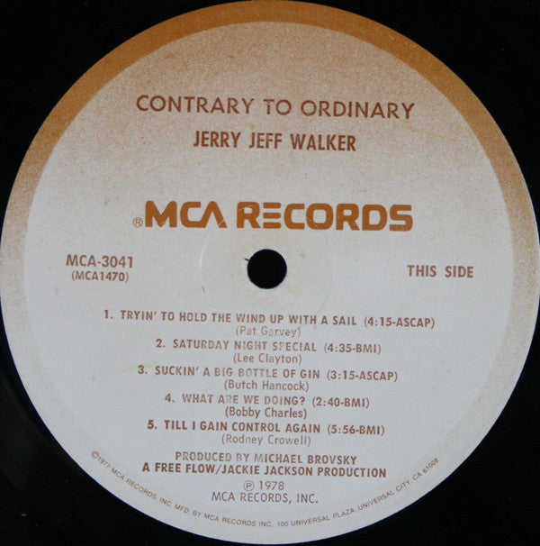 Jerry Jeff* : Contrary To Ordinary (LP, Album, Pin)