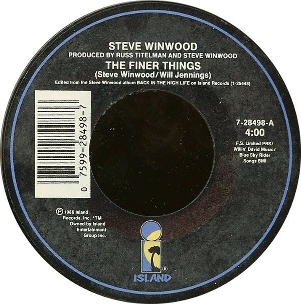 Steve Winwood : The Finer Things (7", Styrene)