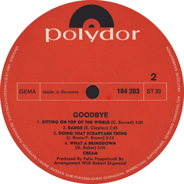 Cream (2) : Goodbye (LP, Album, Gat)