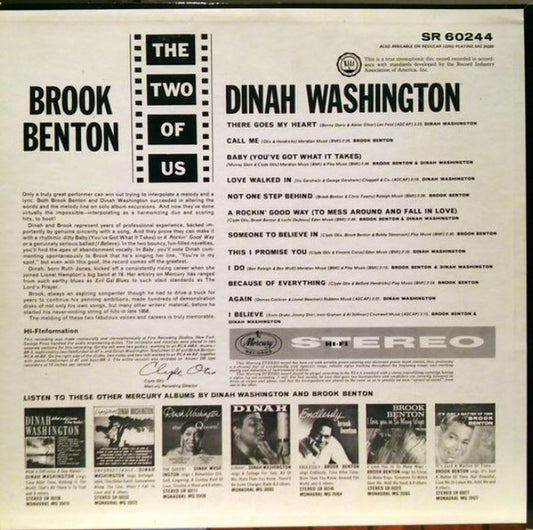 Dinah Washington And Brook Benton : The Two Of Us (LP, Album)