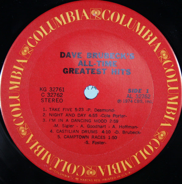 Dave Brubeck : Dave Brubeck's All-Time Greatest Hits (2xLP, Comp)