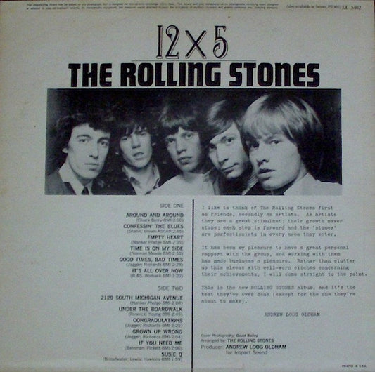 The Rolling Stones : 12 X 5 (LP, Album, Mono, RP, Glo)