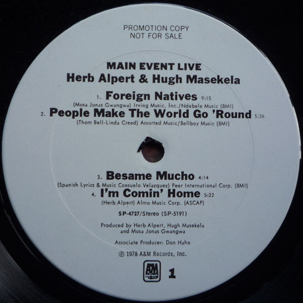 Herb Alpert & Hugh Masekela : Main Event Live (LP, Album, Promo)