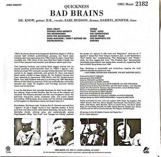 Bad Brains : Quickness (LP, Album, Ltd, RE, RM, Red)