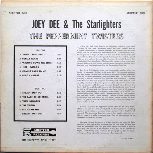 Joey Dee & The Starlighters* : The Peppermint Twisters (LP, Album, Mono)