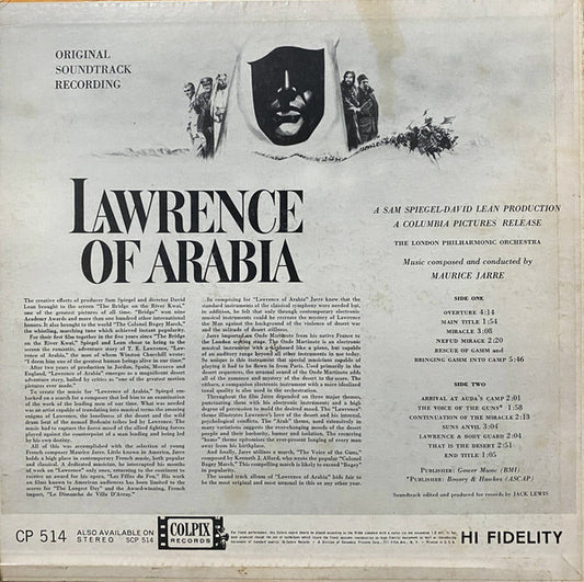 Maurice Jarre, The London Philharmonic Orchestra* : Lawrence Of Arabia (Original Soundtrack Recording) (LP, Album, Mono)