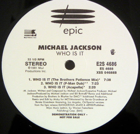 Michael Jackson : Who Is It (2x12", Promo)