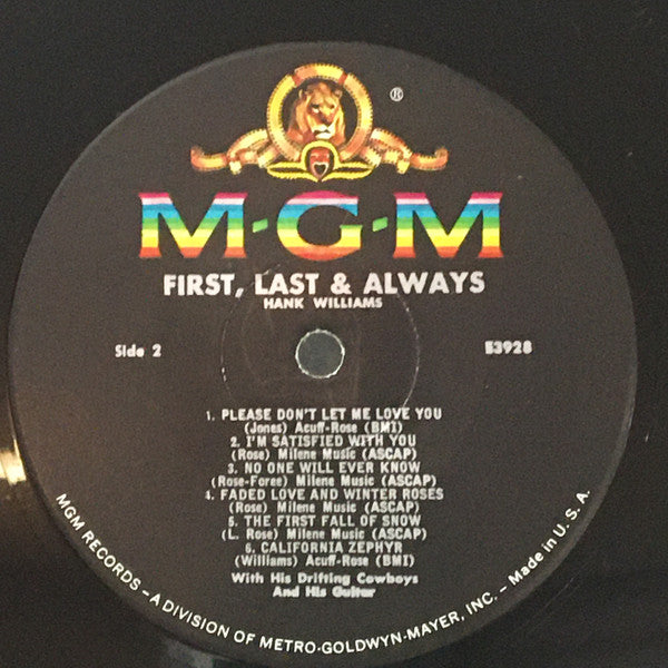 Hank Williams : First, Last And Always (LP, Comp, Mono, RE)