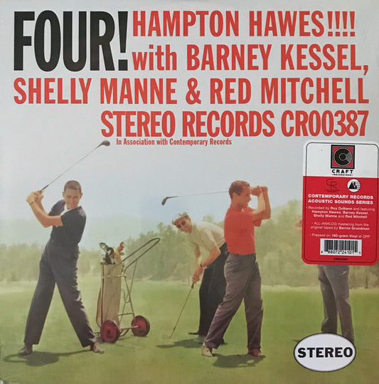 Hampton Hawes !!!! With Barney Kessel, Shelly Manne & Red Mitchell : Four! (LP, Album, RE, 180)