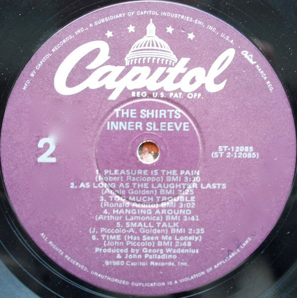 The Shirts : Inner Sleeve (LP, Album)