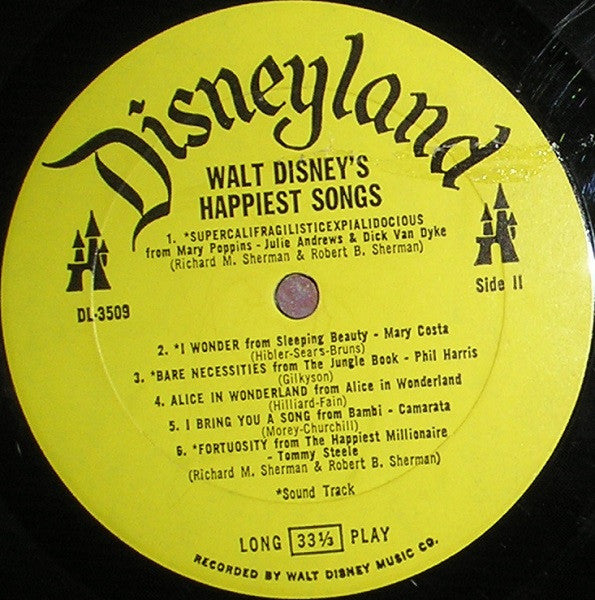 Various : Walt Disney's Happiest Songs (LP, Comp, Mono)