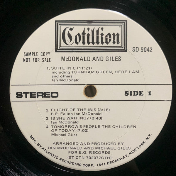 McDonald And Giles* : McDonald And Giles (LP, Album, Promo, CTH)