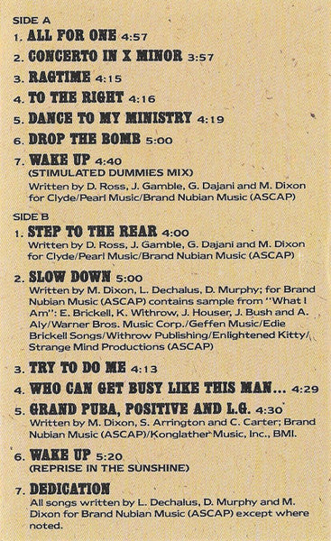 Brand Nubian : One For All (Cass, Album)