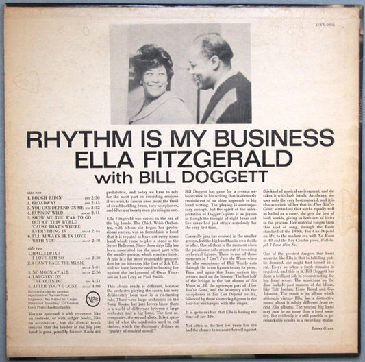 Ella Fitzgerald With Bill Doggett : Rhythm Is My Business (LP, Album, Mono)