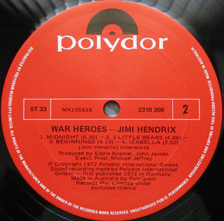 Jimi Hendrix : War Heroes (LP, Album, RE)