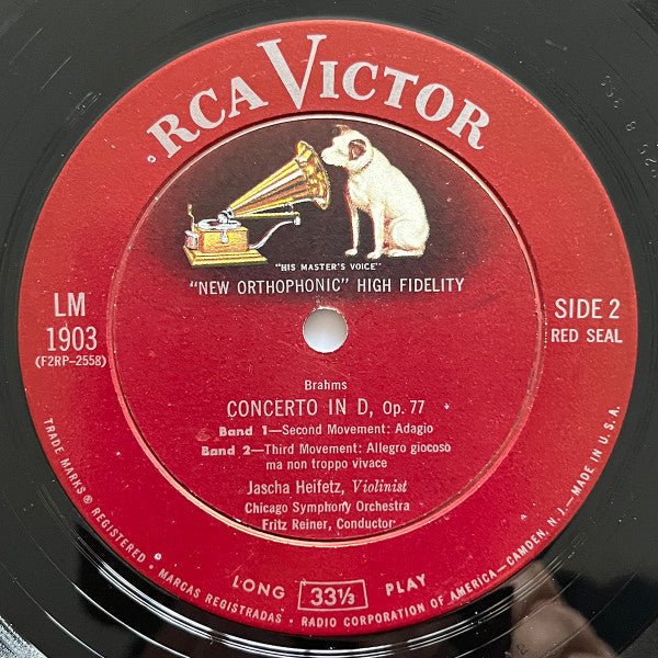 Brahms*, Heifetz*, Reiner*, Chicago Symphony Orchestra : Violin Concerto (LP, Mono, (In)