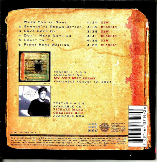 Richard Marx : My Own Best Enemy Sampler (CD, Promo, Smplr)