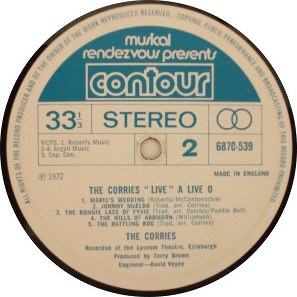The Corries : "Live" A Live O (LP, Album)