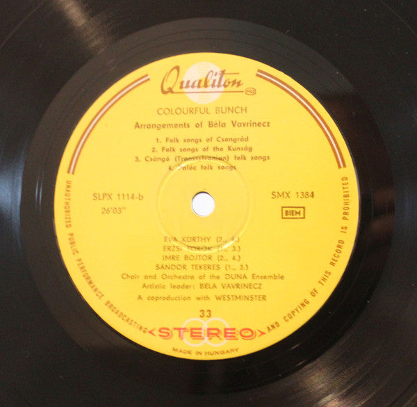Béla Vavrinecz : Szines Bokréta - Colourful Bunch (LP, Album, Eng)