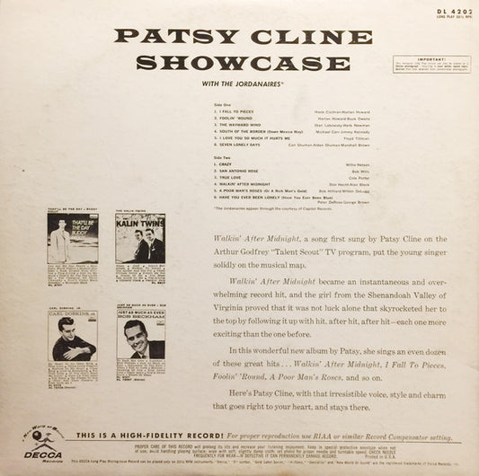 Patsy Cline : Patsy Cline Showcase (LP, Album, Mono, RE)