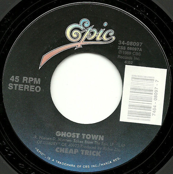 Cheap Trick : Ghost Town (7", Single, Styrene, Car)