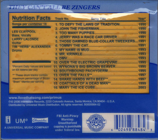 Primus : They Can't All Be Zingers (CD, Comp, RE, O-C)