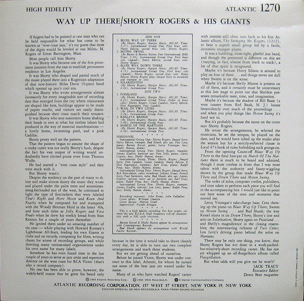 Shorty Rogers & His Giants* : Way Up There (LP, Album, RE)