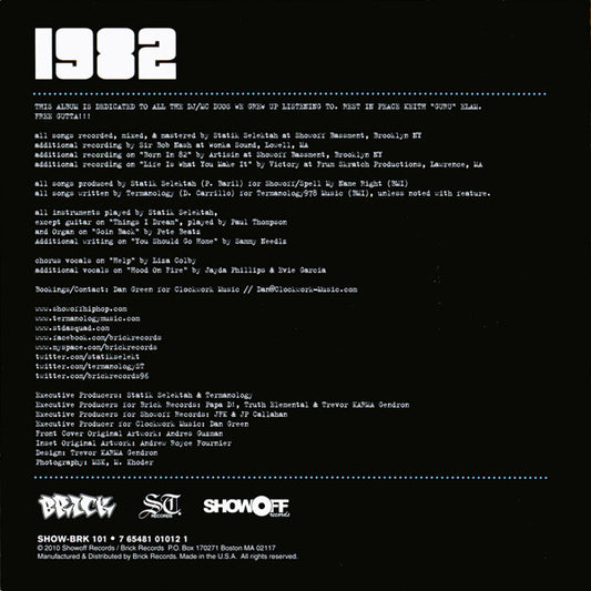 Statik Selektah & Termanology Are 1982 (3) : 1982 (CD, Album)