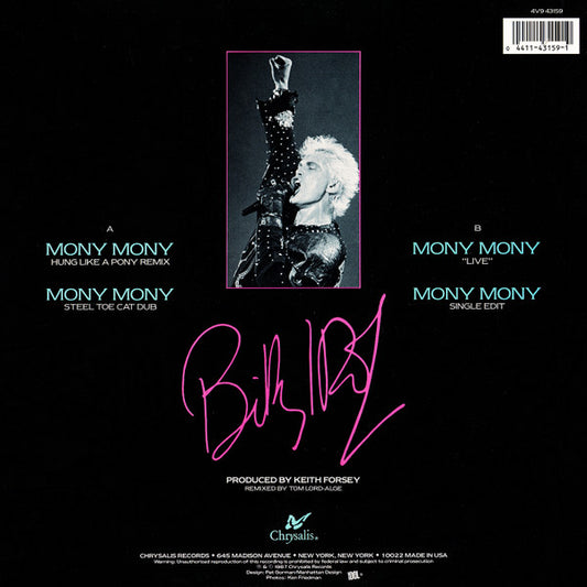Billy Idol : Mony Mony Live (12", Single)