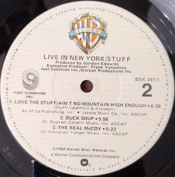 Stuff (2) : Live In New York (LP, Album, Jac)