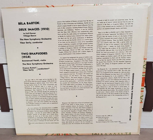 Béla Bartók, Emanuel Vardi, The New Symphonic Orchestra, Franco Autori, Tibor Serly : Deux Images For Orchestra, Two Rhapsodies For Violin And Orchestra (LP, Mono, RE, RP)