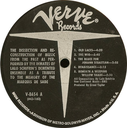 Lalo Schifrin : The Dissection And Reconstruction Of Music From The Past As Performed By The Inmates Of Lalo Schifrin's Demented Ensemble As A Tribute To The Memory Of The Marquis De Sade (LP, Mono)