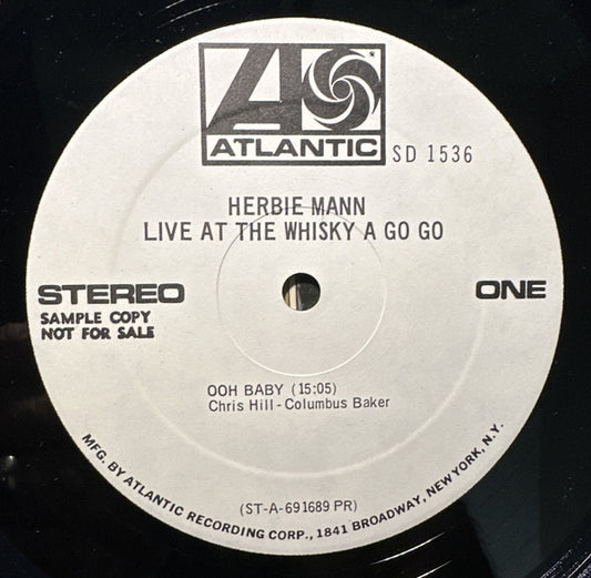 Herbie Mann : Live At The Whisky A Go Go (LP, Album, Promo)