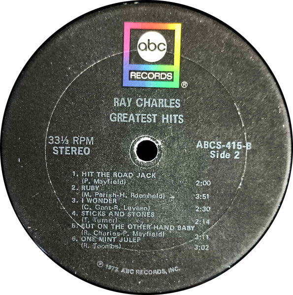 Ray Charles : Greatest Hits (LP, Comp, RP, Tru)