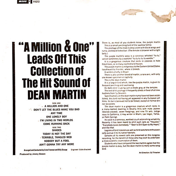 Dean Martin : The Hit Sound Of Dean Martin (LP, Album, Mono)