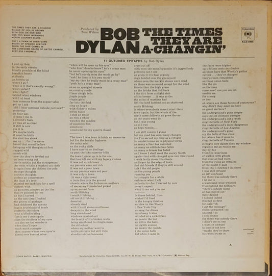 Bob Dylan : The Times They Are A-Changin' (LP, Album, RE)