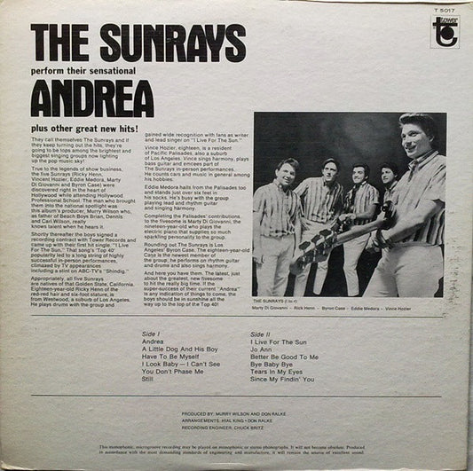 The Sunrays : Andrea (LP, Album, Mono, Scr)