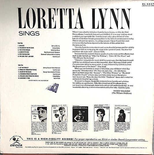 Loretta Lynn : Loretta Lynn Sings (LP, Album, Mono, Pin)
