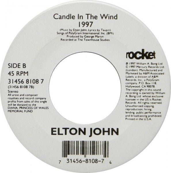 Elton John : Something About The Way You Look Tonight / Candle In The Wind 1997 (7")