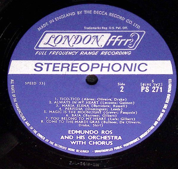 Edmundo Ros : Sing & Dance Along (LP, Album)