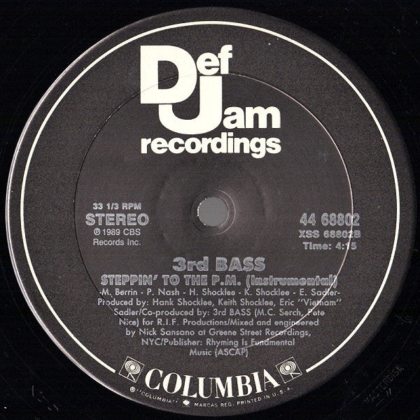 3rd Bass : Steppin' To The A.M. (12")