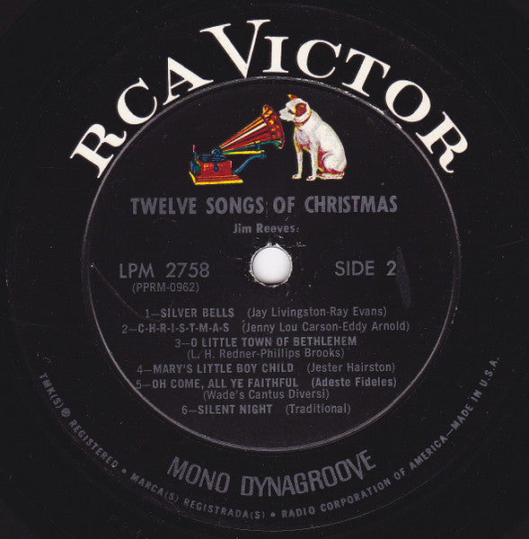Jim Reeves : Twelve Songs Of Christmas (LP, Album, Mono, Ind)