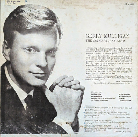 Gerry Mulligan : The Concert Jazz Band (LP, Album, Mono, Pit)