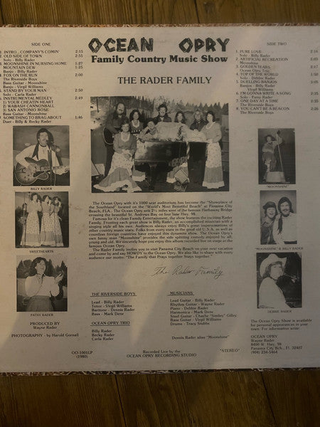 The Rader Family : The Rader Family's Ocean Opry Live On Stage Panama City Beach, Fl (LP, Album)