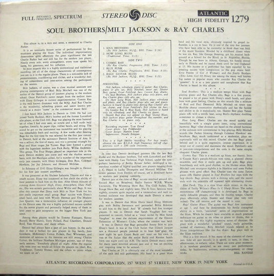Milt Jackson & Ray Charles : Soul Brothers (LP, Album)