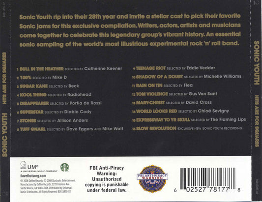 Sonic Youth : Hits Are For Squares (CD, Comp, Jew)