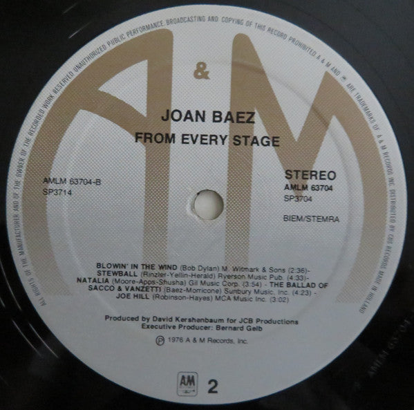 Joan Baez : From Every Stage (2xLP, Album, Gat)