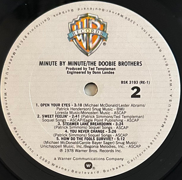 The Doobie Brothers : Minute By Minute (LP, Album, Club, Col)